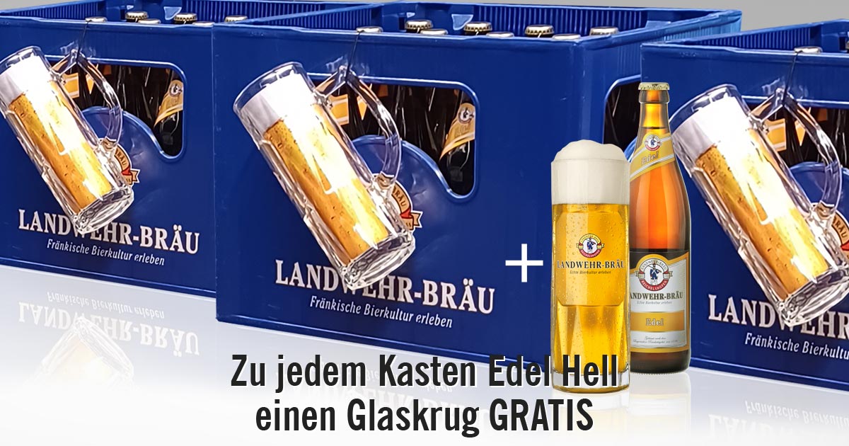 Landwehr Bräu Edel Bier Kasten mit Gratis Bierkrug