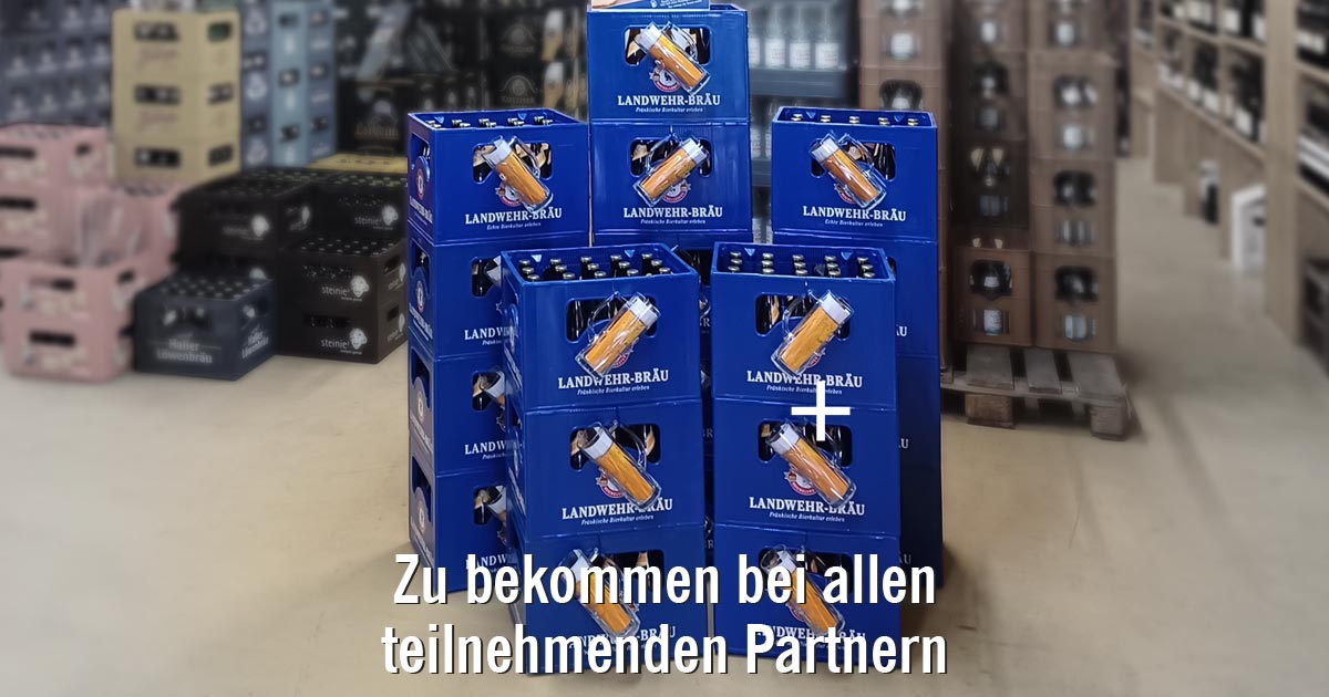 Landwehr Bräu Edel Bier Kasten mit Gratis Bierkrug