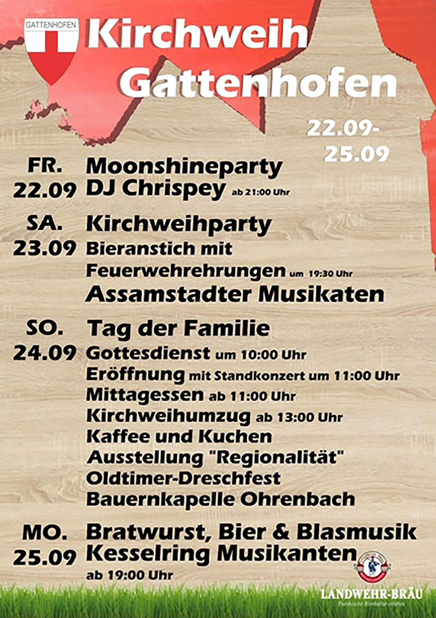Landwehr Bräu Kirchweih Gattemhofen Programm