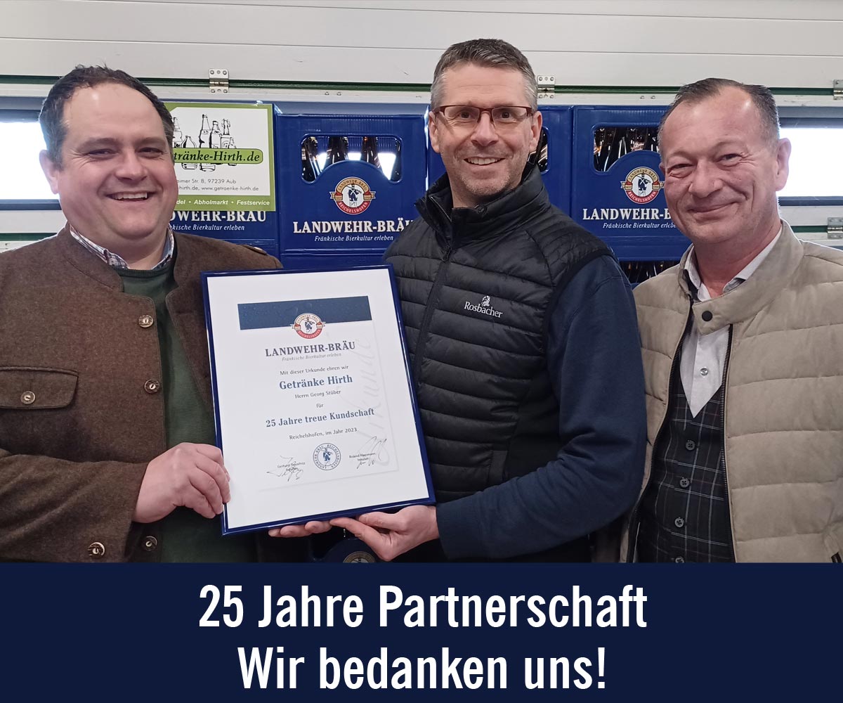 Damle für 25 Jahre Treue, Getränke Hirth in Aub