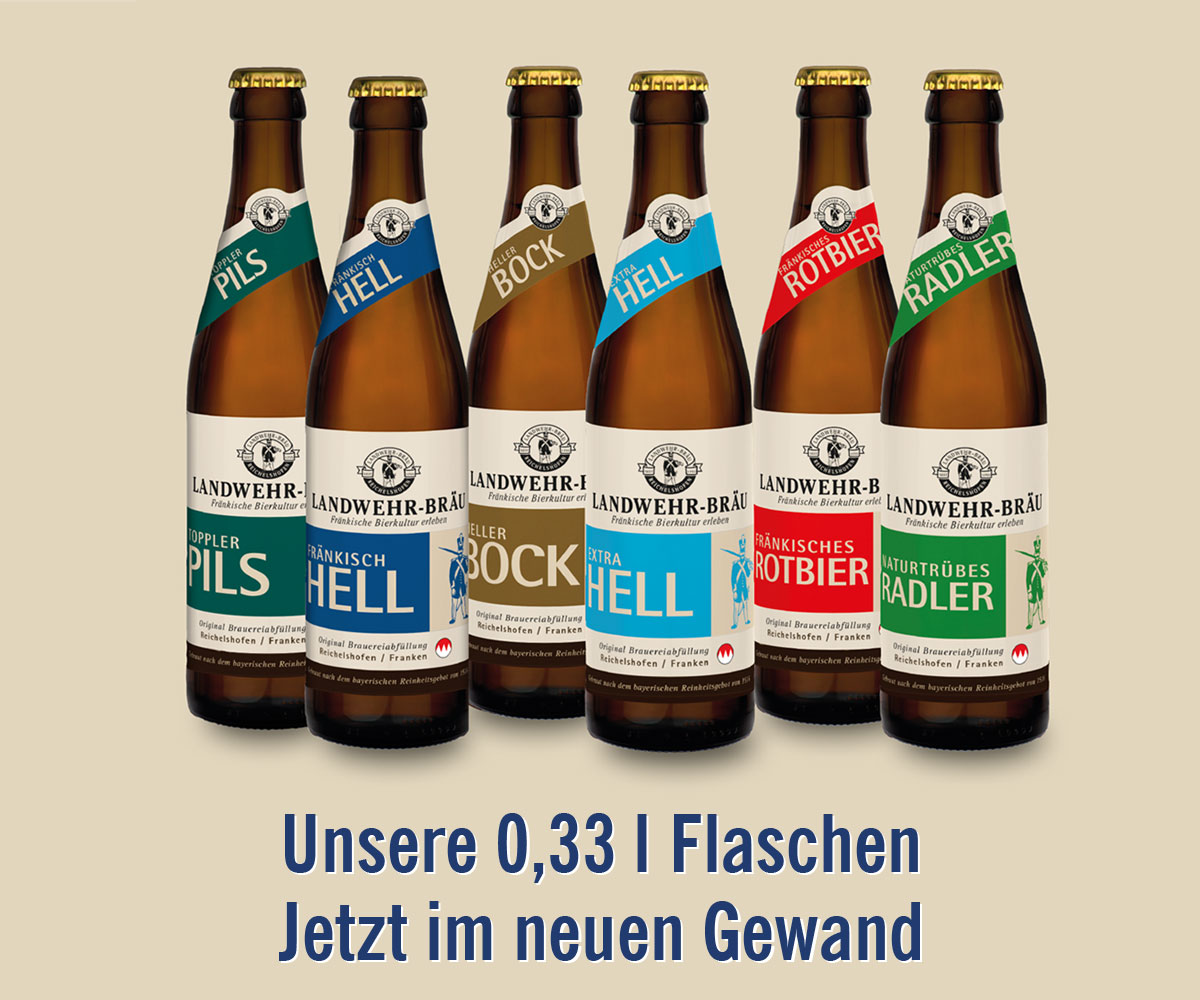 Unsere Landwer Bräu 0,33 l Flaschen im neuen Gewand, neues Etikett